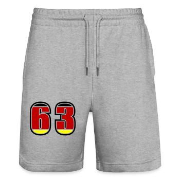 63 Number Germany Jersey - Stanley/Stella Trainer Unisex Organic Jogging Shorts - heather grey - Front - Nik (191cm) & Marisol (170cm)