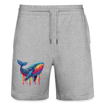 Wal - Stanley/Stella Unisex Bio Joggingshorts Trainer  - Grau meliert - Vorne - Nik (191cm) & Marisol (170cm)