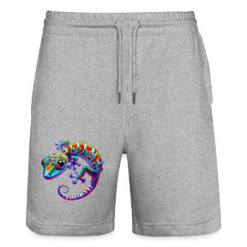 Gecko - Short de jogging bio TRAINER Stanley/Stella unisexe - gris chiné - Devant - Nik (191cm) & Marisol (170cm)