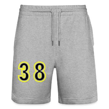 38 Nombre Collège - Short de jogging bio TRAINER Stanley/Stella unisexe - gris chiné - Devant - Nik (191cm) & Marisol (170cm)