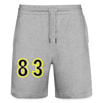 83 Number College - Stanley/Stella Trainer Unisex Organic Jogging Shorts - heather grey - Front - Nik (191cm) & Marisol (170cm)