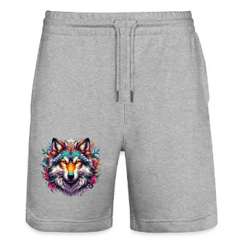 Loup - Short de jogging bio TRAINER Stanley/Stella unisexe - gris chiné - Devant - Nik (191cm) & Marisol (170cm)