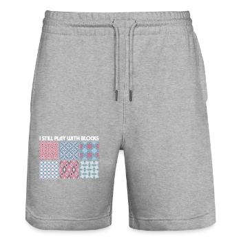 Je joue toujours avec des blocs Funny Quilter Dressmaker - Short de jogging bio TRAINER Stanley/Stella unisexe - gris chiné - Devant - Nik (191cm) & Marisol (170cm)