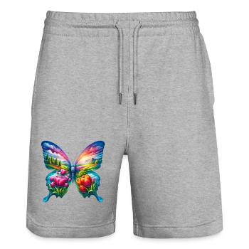 Schmetterlingsblumen Tulpen Tulpe Holland - Stanley/Stella Unisex Bio Joggingshorts Trainer  - Grau meliert - Vorne - Nik (191cm) & Marisol (170cm)