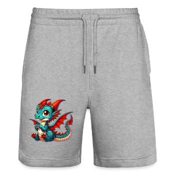 Dragon - Short de jogging bio TRAINER Stanley/Stella unisexe - gris chiné - Devant - Nik (191cm) & Marisol (170cm)