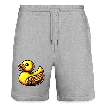 Caneton Canard Canard - Short de jogging bio TRAINER Stanley/Stella unisexe - gris chiné - Devant - Nik (191cm) & Marisol (170cm)