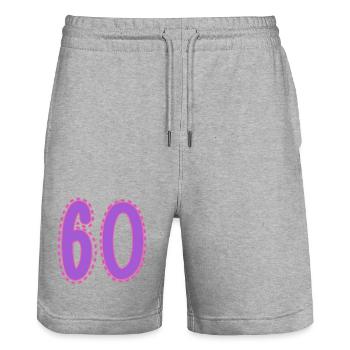 60. 60 JAHRE. 60. JAHRESTAG. 60. GEBURTSTAG. - Stanley/Stella Unisex Bio Joggingshorts Trainer  - Grau meliert - Vorne - Nik (191cm) & Marisol (170cm)
