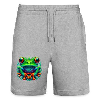 Grenouille - Short de jogging bio TRAINER Stanley/Stella unisexe - gris chiné - Devant - Nik (191cm) & Marisol (170cm)