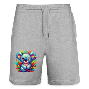 Koala - Short de jogging bio TRAINER Stanley/Stella unisexe - gris chiné - Devant - Nik (191cm) & Marisol (170cm)