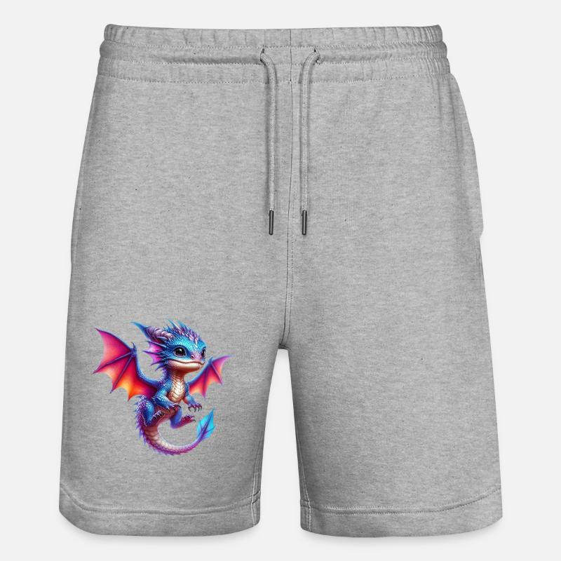 Drache - Stanley/Stella Unisex Bio Joggingshorts Trainer  - Grau meliert
