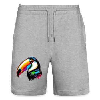 Toucan - Short de jogging bio TRAINER Stanley/Stella unisexe - gris chiné - Devant - Nik (191cm) & Marisol (170cm)