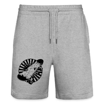 Skateboard Drawing - Stanley/Stella Trainer Unisex Organic Jogging Shorts - heather grey - Front - Nik (191cm) & Marisol (170cm)
