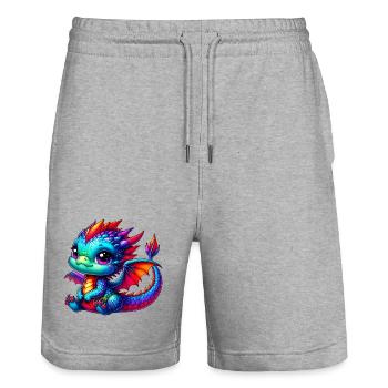 Drache - Stanley/Stella Unisex Bio Joggingshorts Trainer  - Grau meliert - Vorne - Nik (191cm) & Marisol (170cm)