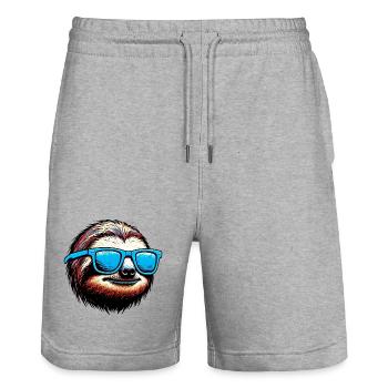 Faultier mit Sonnenbrille - Stanley/Stella Unisex Bio Joggingshorts Trainer  - Grau meliert - Vorne - Nik (191cm) & Marisol (170cm)