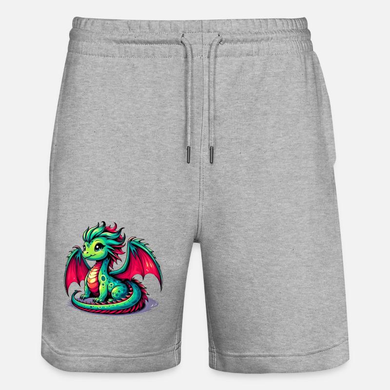 Drache - Stanley/Stella Unisex Bio Joggingshorts Trainer  - Grau meliert