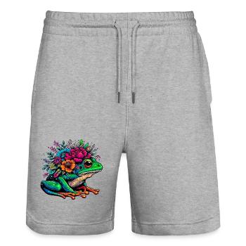 Grenouille - Short de jogging bio TRAINER Stanley/Stella unisexe - gris chiné - Devant - Nik (191cm) & Marisol (170cm)