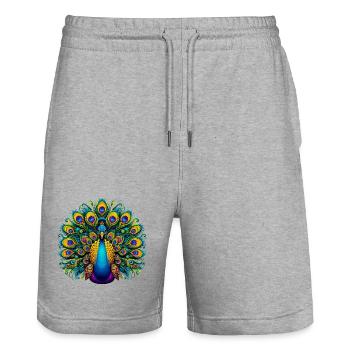 Paon - Short de jogging bio TRAINER Stanley/Stella unisexe - gris chiné - Devant - Nik (191cm) & Marisol (170cm)