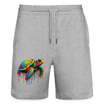 Turtle - Stanley/Stella Trainer Unisex Organic Jogging Shorts - heather grey - Front - Nik (191cm) & Marisol (170cm)