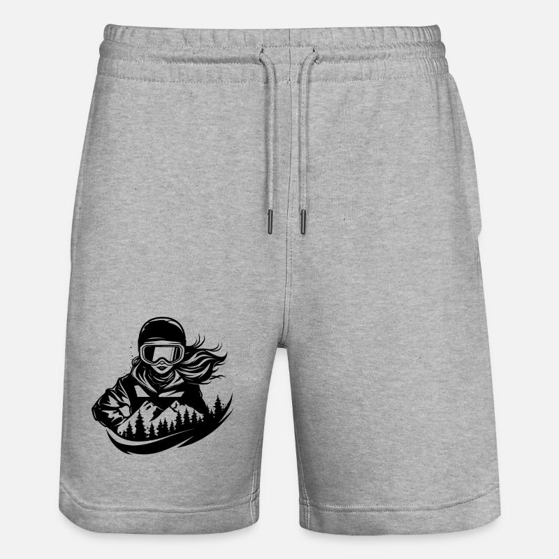 Dessin d’une snowboardeuse - Short de jogging bio TRAINER Stanley/Stella unisexe - gris chiné