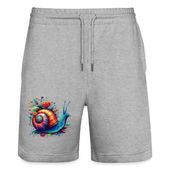 Escargot - Short de jogging bio TRAINER Stanley/Stella unisexe - gris chiné - Devant - Nik (191cm) & Marisol (170cm)