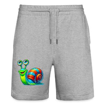 Schnecke - Stanley/Stella Unisex Bio Joggingshorts Trainer  - Grau meliert - Vorne - Nik (191cm) & Marisol (170cm)