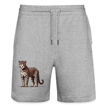 Jaguar - Stanley/Stella Trainer Unisex Organic Jogging Shorts - heather grey - Front - Nik (191cm) & Marisol (170cm)