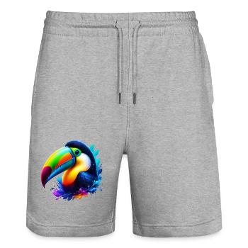 Tukan - Stanley/Stella Unisex Bio Joggingshorts Trainer  - Grau meliert - Vorne - Nik (191cm) & Marisol (170cm)
