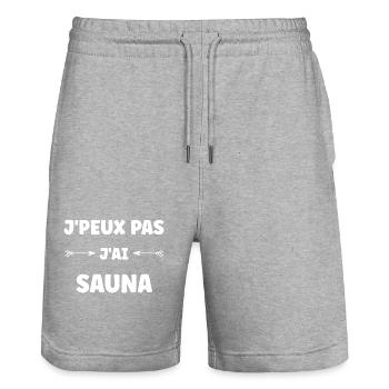 j'peux pas j'ai sauna - Short de jogging bio TRAINER Stanley/Stella unisexe - gris chiné - Devant - Nik (191cm) & Marisol (170cm)
