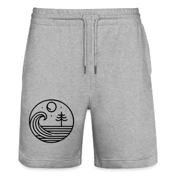 Natur im Einklang – Welle und Mond im Kreislauf - Stanley/Stella Unisex Bio Joggingshorts Trainer  - Grau meliert - Vorne - Nik (191cm) & Marisol (170cm)