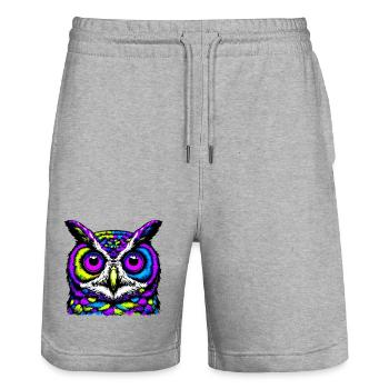 Eule - Stanley/Stella Unisex Bio Joggingshorts Trainer  - Grau meliert - Vorne - Nik (191cm) & Marisol (170cm)