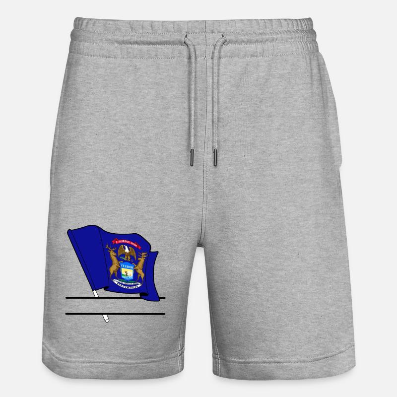 Bannière de texte Flag Michigan - Short de jogging bio TRAINER Stanley/Stella unisexe - gris chiné