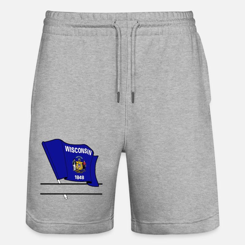 Drapeau Wisconsin bannière de texte - Short de jogging bio TRAINER Stanley/Stella unisexe - gris chiné