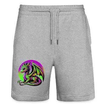 Dragon - Stanley/Stella Trainer Unisex Organic Jogging Shorts - heather grey - Front - Nik (191cm) & Marisol (170cm)