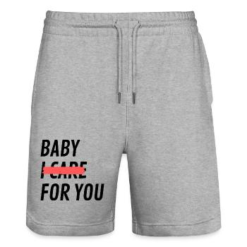 Bébé, je ne m’occupe pas de toi - Short de jogging bio TRAINER Stanley/Stella unisexe - gris chiné - Devant - Nik (191cm) & Marisol (170cm)