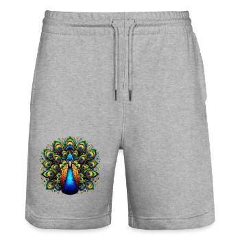 Pfau - Stanley/Stella Unisex Bio Joggingshorts Trainer  - Grau meliert - Vorne - Nik (191cm) & Marisol (170cm)