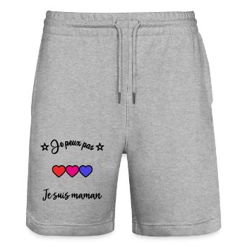 BONNE FÊTE. BONNE FÊTE MAMAN. FÊTE DES MÈRES - Short de jogging bio TRAINER Stanley/Stella unisexe - gris chiné - Devant - Nik (191cm) & Marisol (170cm)