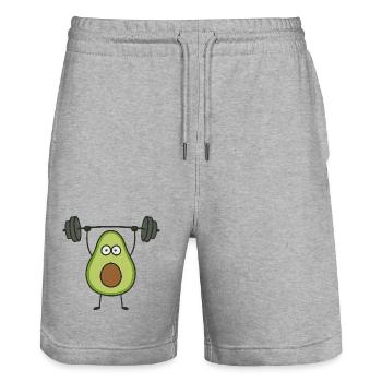 Funny Avocado Dumbbell Workout Fitness Cartoon - Stanley/Stella Trainer Unisex Organic Jogging Shorts - heather grey - Front - Nik (191cm) & Marisol (170cm)