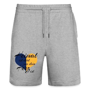 Heimat ist dort wo dein Herz ist - Stanley/Stella Trainer Unisex Organic Jogging Shorts - heather grey - Front - Nik (191cm) & Marisol (170cm)