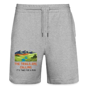 079The Trails Are Calling - It's Time For a Run - Stanley/Stella Trainer Unisex Organic Jogging Shorts - heather grey - Front - Nik (191cm) & Marisol (170cm)