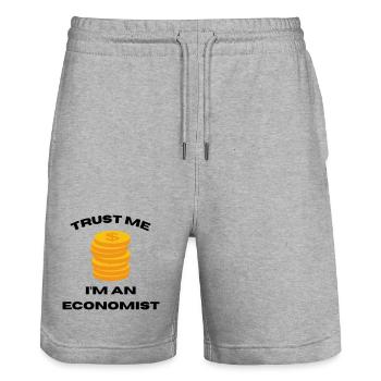 Trust Me I'm an Economist - Stanley/Stella Trainer Unisex Organic Jogging Shorts - heather grey - Front - Nik (191cm) & Marisol (170cm)