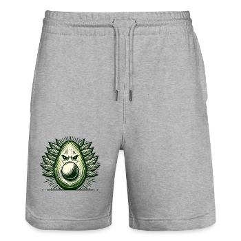 Avocado Warrior Face - Stanley/Stella Trainer Unisex Organic Jogging Shorts - heather grey - Front - Nik (191cm) & Marisol (170cm)