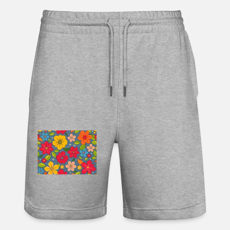 Floral pattern in boho design - Stanley/Stella Trainer Unisex Organic Jogging Shorts - heather grey
