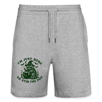 halloween raccoon witches halloween - Stanley/Stella Trainer Unisex Organic Jogging Shorts - heather grey - Front - Nik (191cm) & Marisol (170cm)