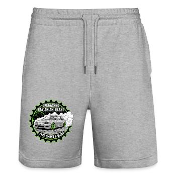 Unleashed Bavarian Beast - Stanley/Stella Unisex Bio Joggingshorts Trainer  - Grau meliert - Vorne - Nik (191cm) & Marisol (170cm)