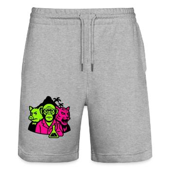Île étrange - Short de jogging bio TRAINER Stanley/Stella unisexe - gris chiné - Devant - Nik (191cm) & Marisol (170cm)