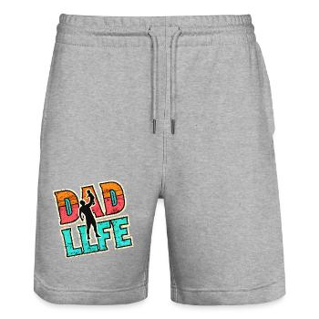 Vie de papa, cadeau des pères - Short de jogging bio TRAINER Stanley/Stella unisexe - gris chiné - Devant - Nik (191cm) & Marisol (170cm)