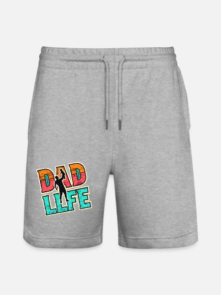 Dad Life, Fathers Gift - Stanley/Stella Trainer Unisex Organic Jogging Shorts - heather grey