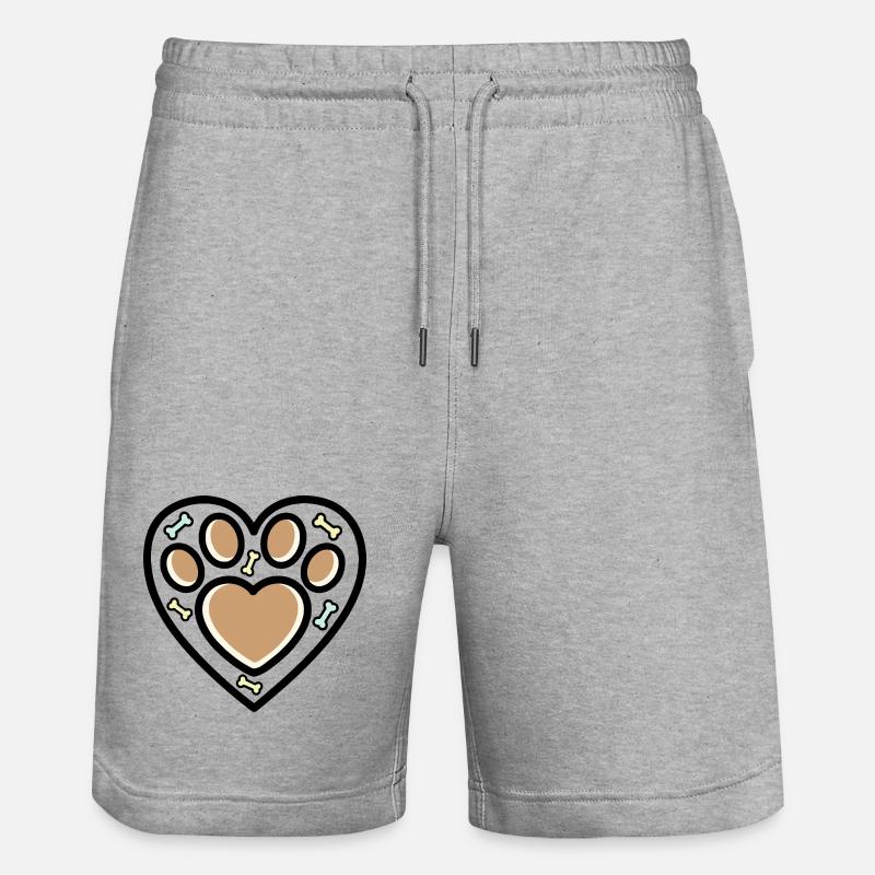 Amoureux des chiens Coeur de chiens - Short de jogging bio TRAINER Stanley/Stella unisexe - gris chiné