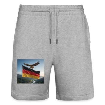 Aigle au-dessus du drapeau allemand - Short de jogging bio TRAINER Stanley/Stella unisexe - gris chiné - Devant - Nik (191cm) & Marisol (170cm)