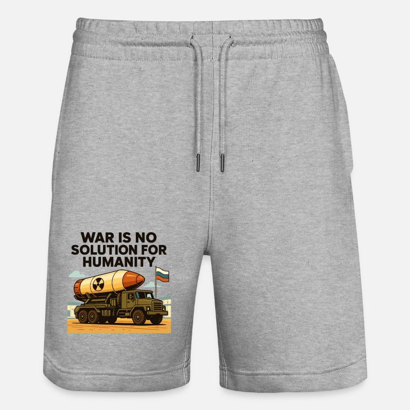 La guerre n’est pas une solution - Short de jogging bio TRAINER Stanley/Stella unisexe - gris chiné